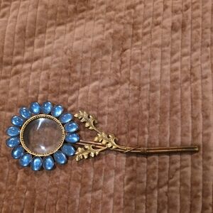 Blue and Gold Floral Magnifying Glass